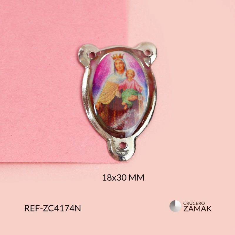 Crucero zamak ovalado resina Virgen de Carmen 18x30mm / paquete x 3 unidades / Ref-ZC4174N / Ref-ZC4174N
