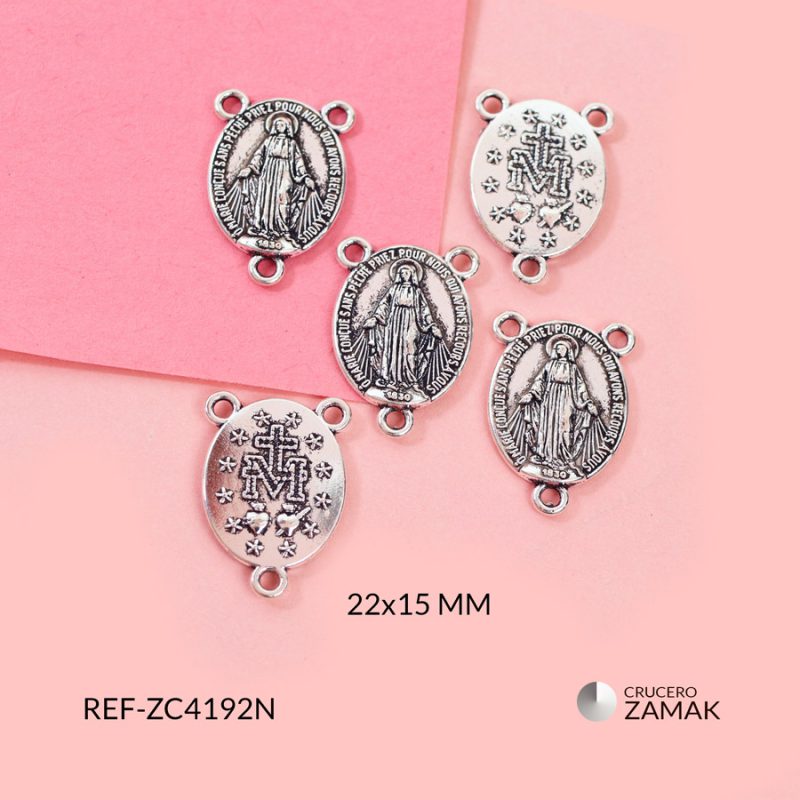 Crucero zamak Virgen milagrosa 22x15mm / paquete x 6 unidades / Ref-ZC4192N / Ref-ZC4192N