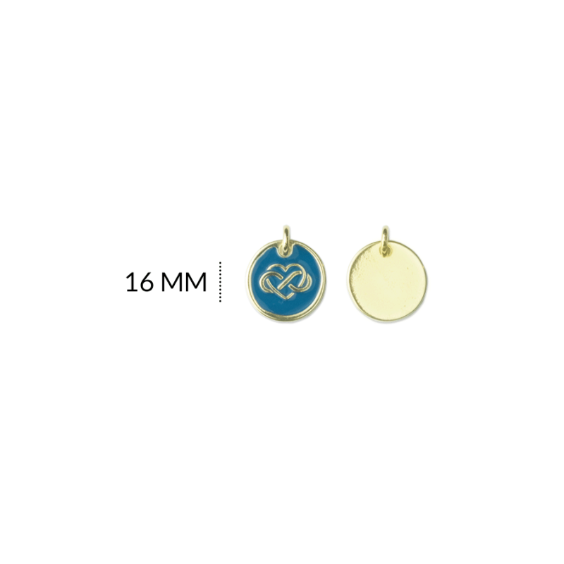 Dije zamak amuleto azul circulo infinito corazón 16 mm / x unidad / Ref-ZD0236D