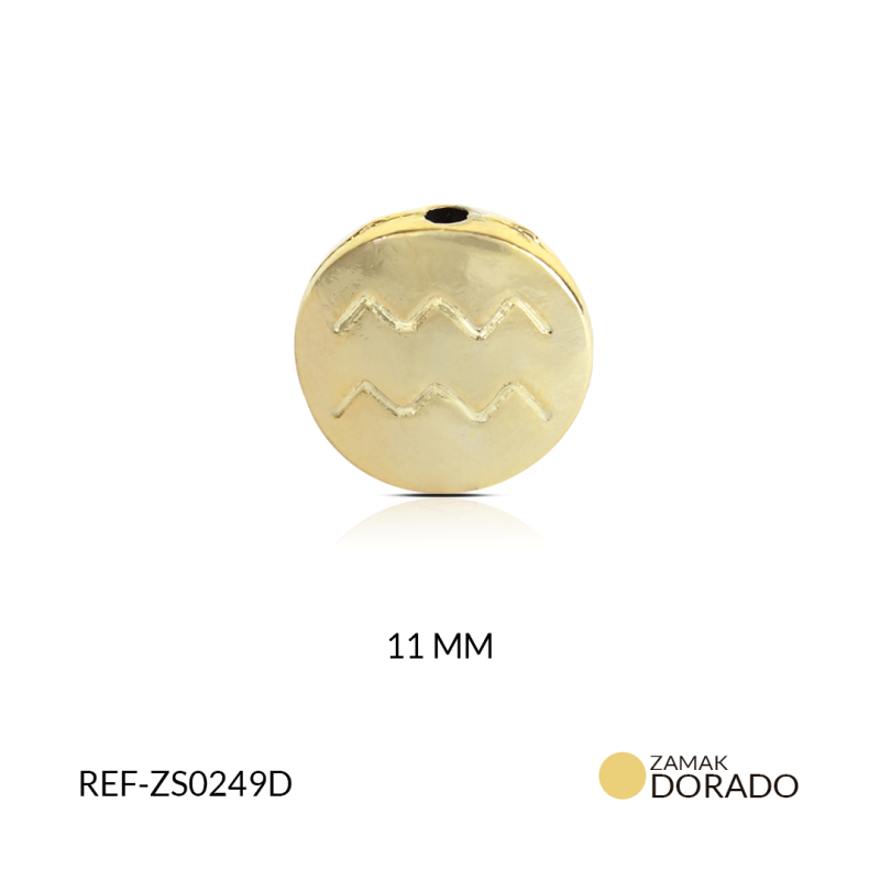 SEPARADOR ZAMAK DORADO SIGNO ZODIACAL ACUARIO/PAQUETE x 3 UND/11mm / Ref-ZS0249D