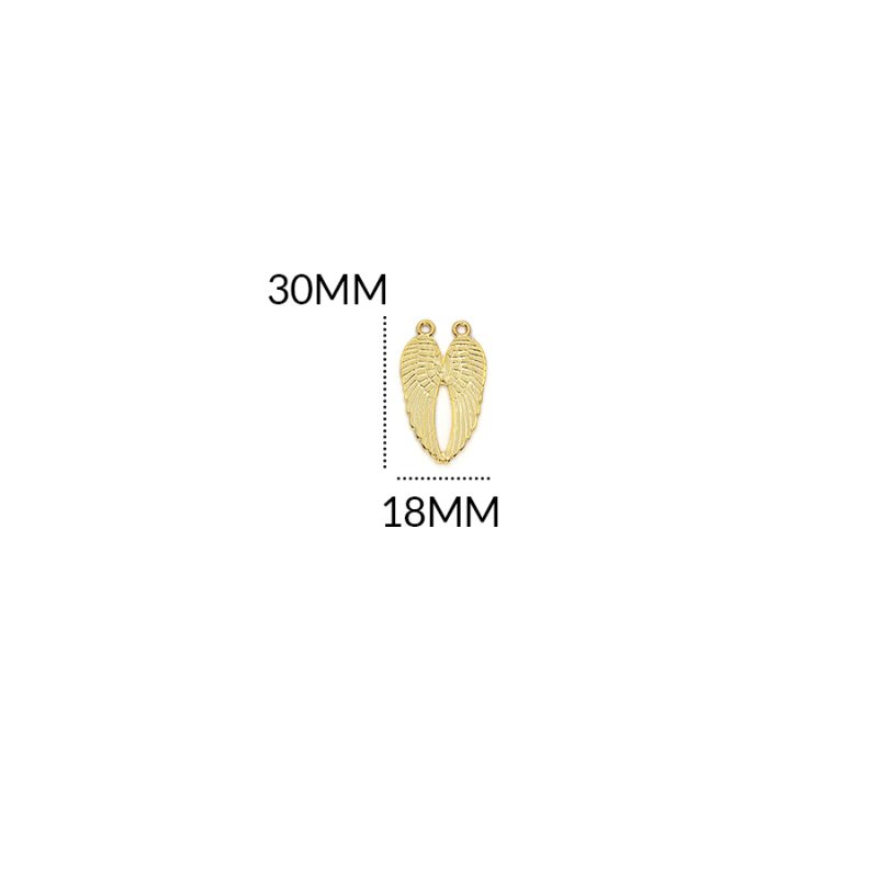 DIJE ZAMAK ALAS GEMELAS 30 X 18MM / color dorado / POR UNIDAD / REF-ZD0298D / REF-ZD0298D