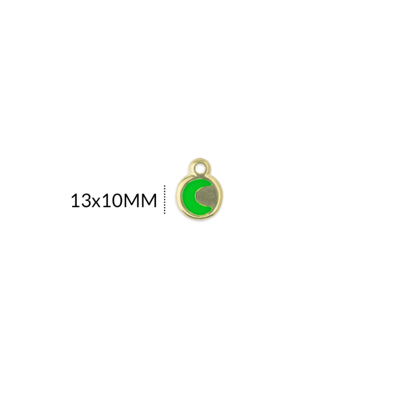 Dije zamak circulo luna resina verde / x unidad / REF-ZD0313Dverde