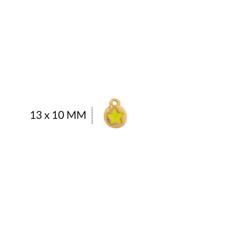 DIJE ZAMAK CIRCULO ESTRELLA EN RESINA AMARILLO 13 X 10 MM / color dorado / X UNIDAD / REF-ZD0314D / REF-ZD0314Damarillo