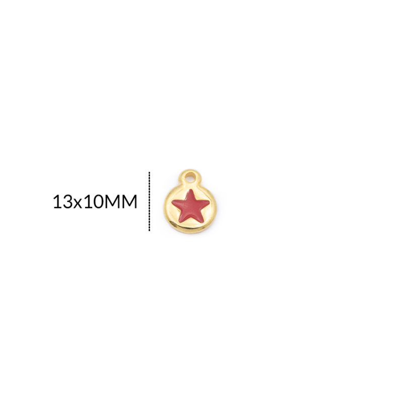 DIJE ZAMAK CIRCULO ESTRELLA EN RESINA 13 X 10MM / color dorado / X UNIDAD / REF-ZD0314DROJO / REF-ZD0314Drojo