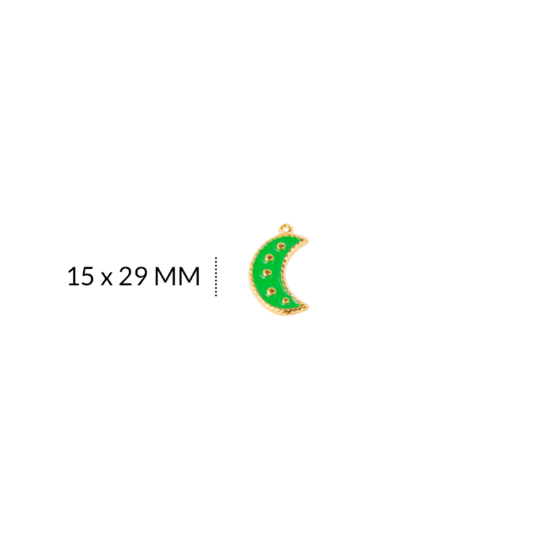 Dije en zamak luna pepitas verde  15 X 29 MM / x unidad / REF-ZD0343Dverde