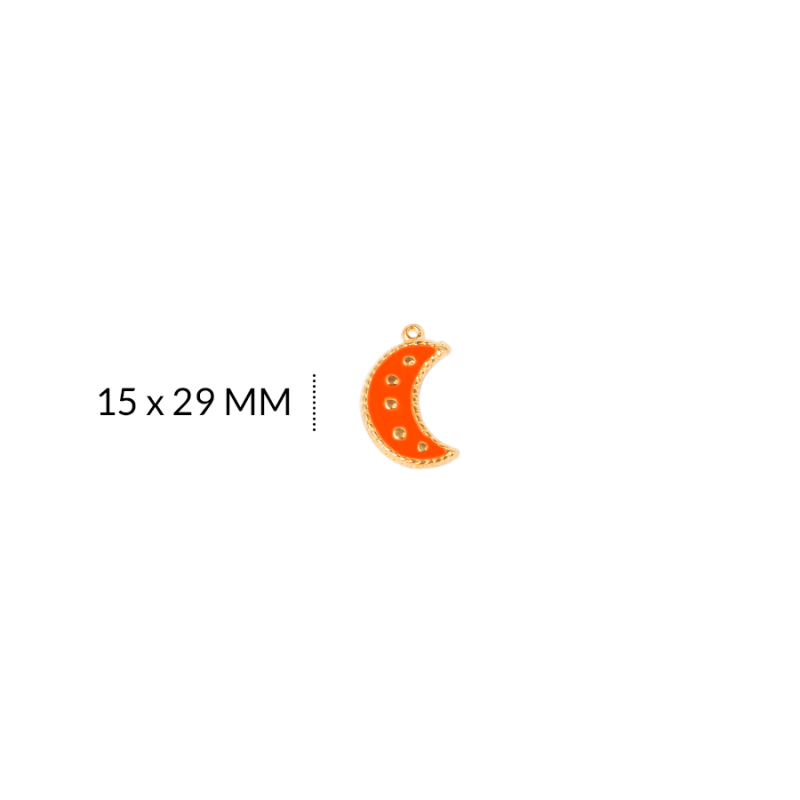 Dije en zamak luna pepitas naranja 15X 29 MM /x unidad / REF-ZD0343Dnaranja