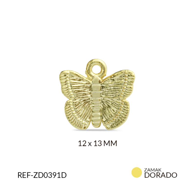 Dije zamak mariposa 12 x 13 mm color dorado / Paquete x 3 und / REF-ZD0391D
