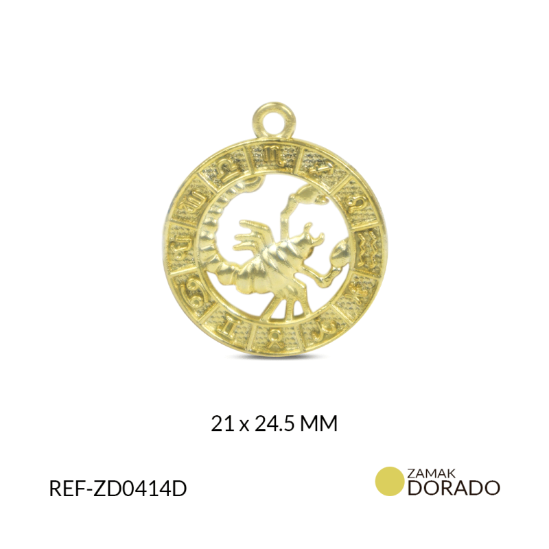 DIJE ZAMAK SIGNO ZODIACAL (ESCORPION) 21*24.5 MM / X UND / REF-ZD0414D