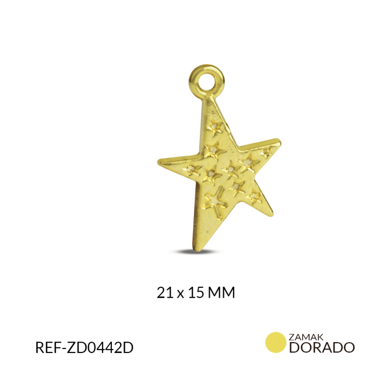 Dije zamak estrella 5 puntas 21x15mm / x unidad / Ref-ZD0442D / Ref-ZD0442D