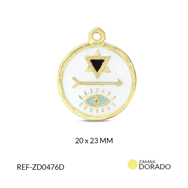 Dije zamak circulo símbolo resina blanca 20x23mm / x unidad / Ref-ZD0476D / Ref-ZD0476D