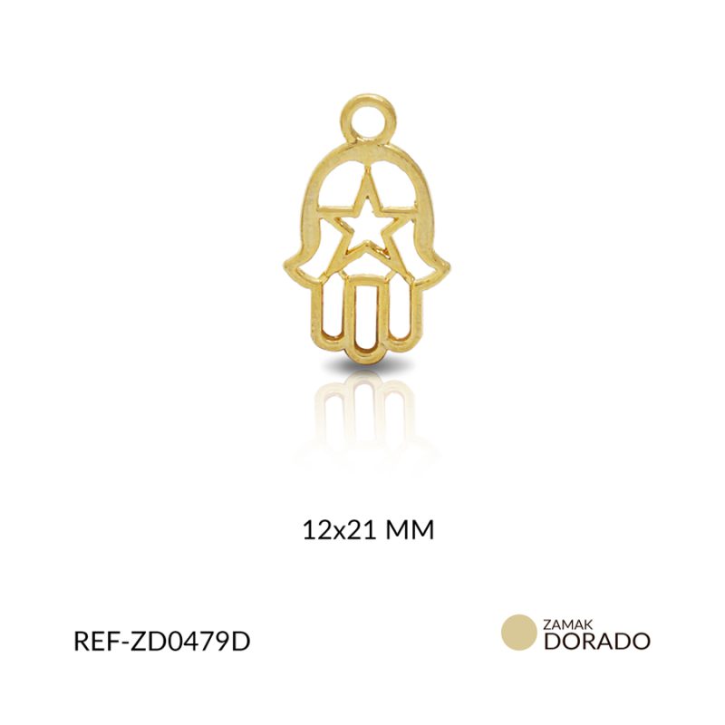 Dije zamak mano Hamnsa estrella 12x21mm / paquete x 3 unidades / Ref-ZD0479D / Ref-ZD0479D