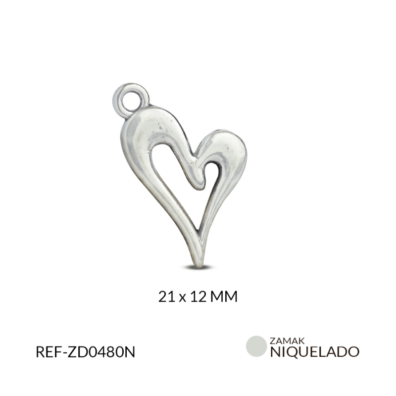 Dije zamak silueta de corazón 21x12mm / paquete x 12 unidades / Ref-ZD0480N / Ref-ZD0480N