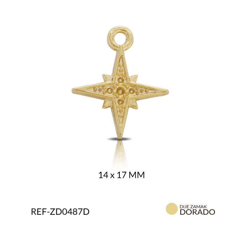 Dije zamak estrella 4 puntas 14X17 MM / paquete x 6 unidad / Ref-ZD0487D