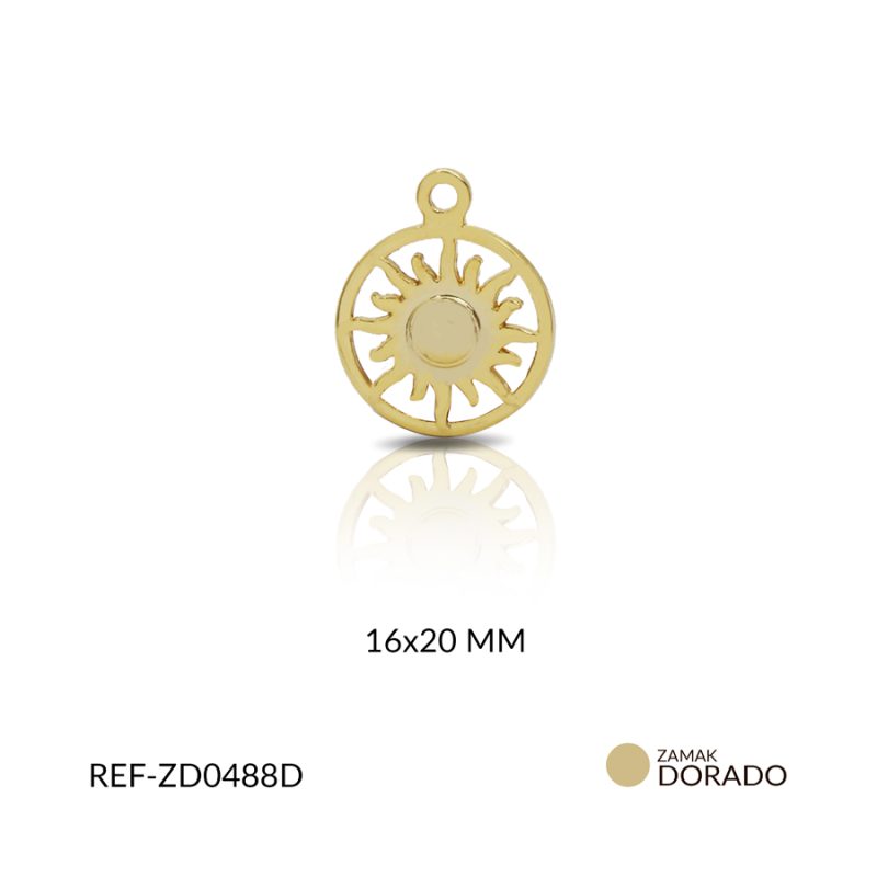 Dije zamak sol circulo 16x20mm / paquete x 3 und / Ref-ZD0488D / Ref-ZD0488D