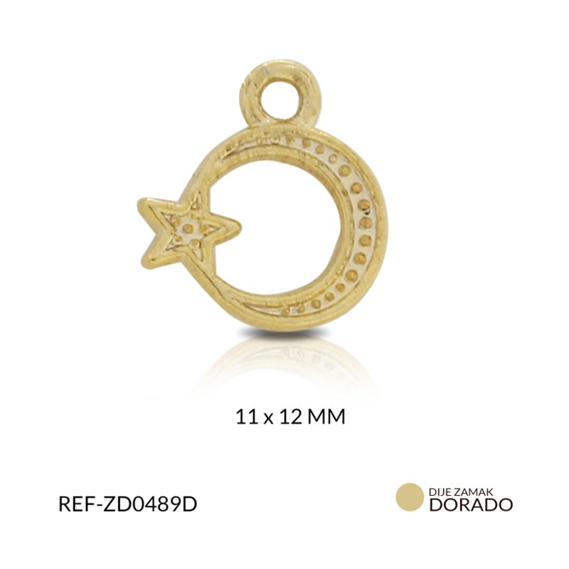 Dije zamak luna estrella 11X12 MM / paquete x 3 unidades / Ref-ZD0489D