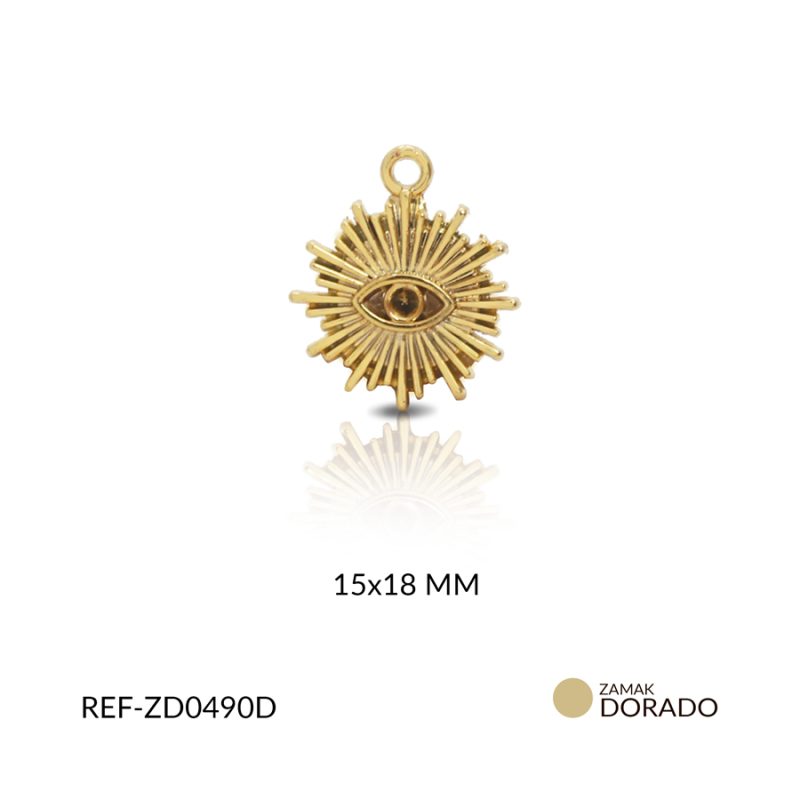 Dije zamak ojo destello 15x18mm / x unidad / Ref-ZD0490D / Ref-ZD0490D
