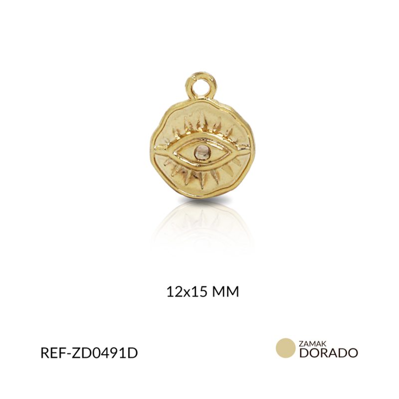 DIJE ZAMAK OJO PESTAÑA 12x15 MM / PAQUETE x 3 UND / Ref-ZD0491D