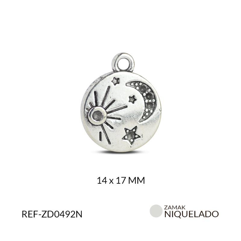 Dije zamak luna estrella sol 17x14mm / paquete x 6 und / Ref-ZD0492N / Ref-ZD0492N