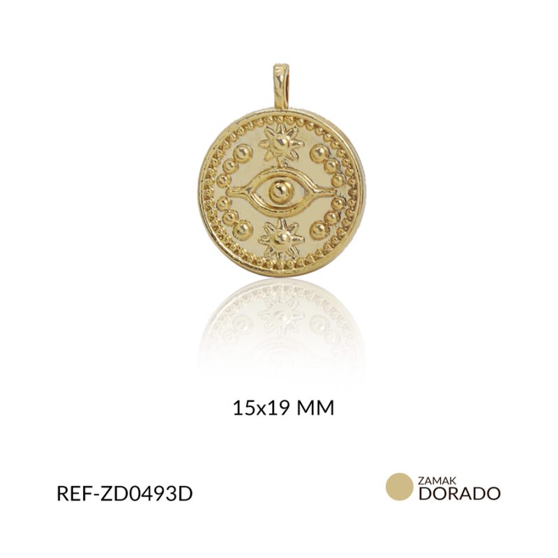 Dije zamak ojo dos estrellas  15x19mm / x unidad / Ref-ZD0493D / Ref-ZD0493D