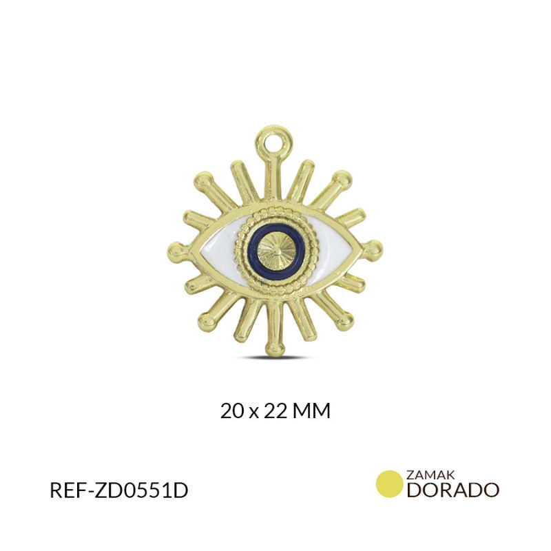 Dije zamak ojo turco egipto resina blanca & azul 17x20mm / x unidad /  Ref-ZD0551D / Ref-ZD0551D