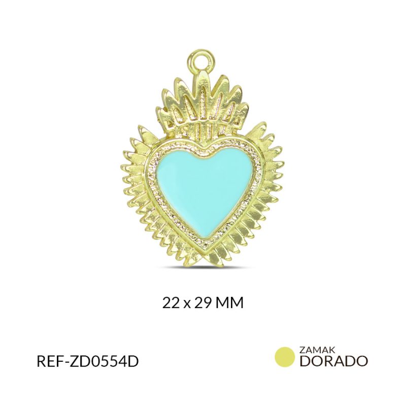 Dije zamak corazón corona destellado 22 x 29 mm resina color verde / x und / Ref-ZD0554D