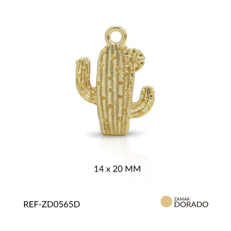 Dije zamak cactus-flor 14x20mm / x unidad / Ref-ZD0565D / Ref-ZD0565D