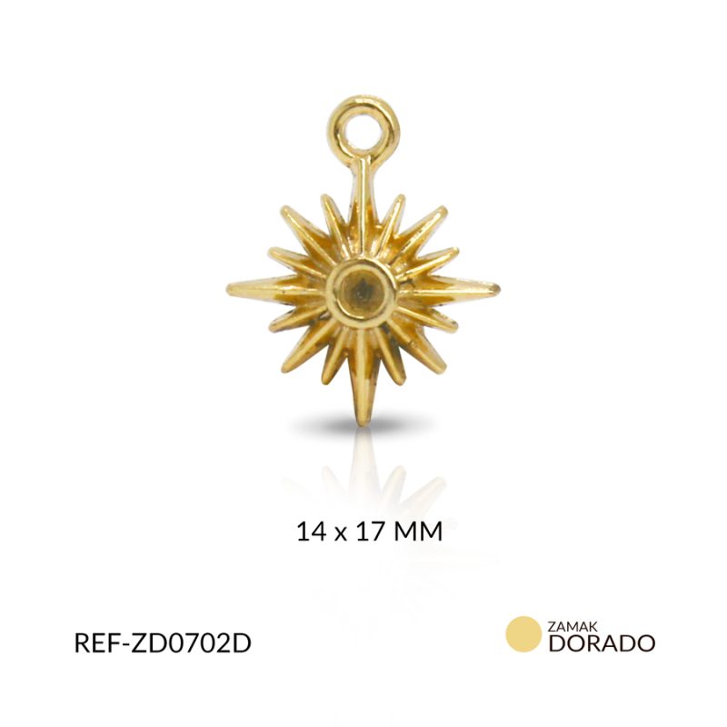 Dije zamak estrella 4 puntos 14 x 17 mm / x unidad / Ref-ZD0702D