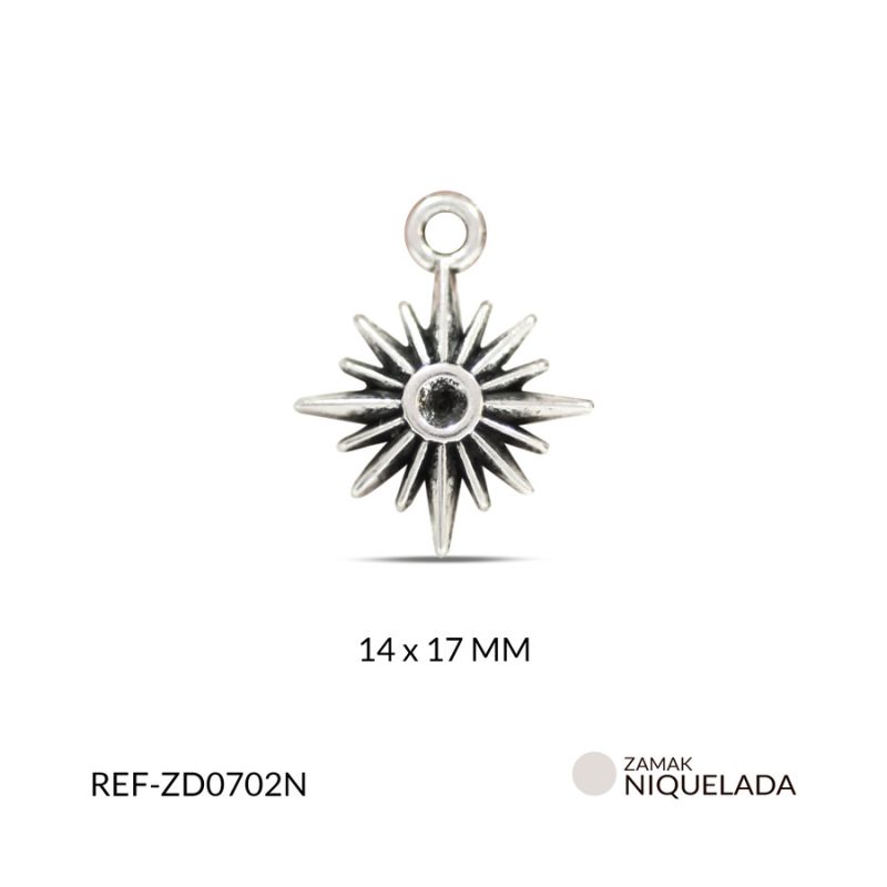 DIJE EN ZAMAK ESTRELLA 4 PUNTAS 17X14 MM / PAQUETE x 12 UND / Ref-ZD0702N