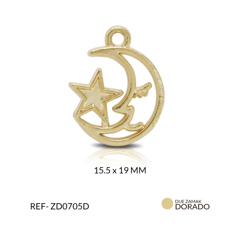 Dije zamak silueta luna estrella 15.5x19 MM / x unidad / Ref-ZD0705D