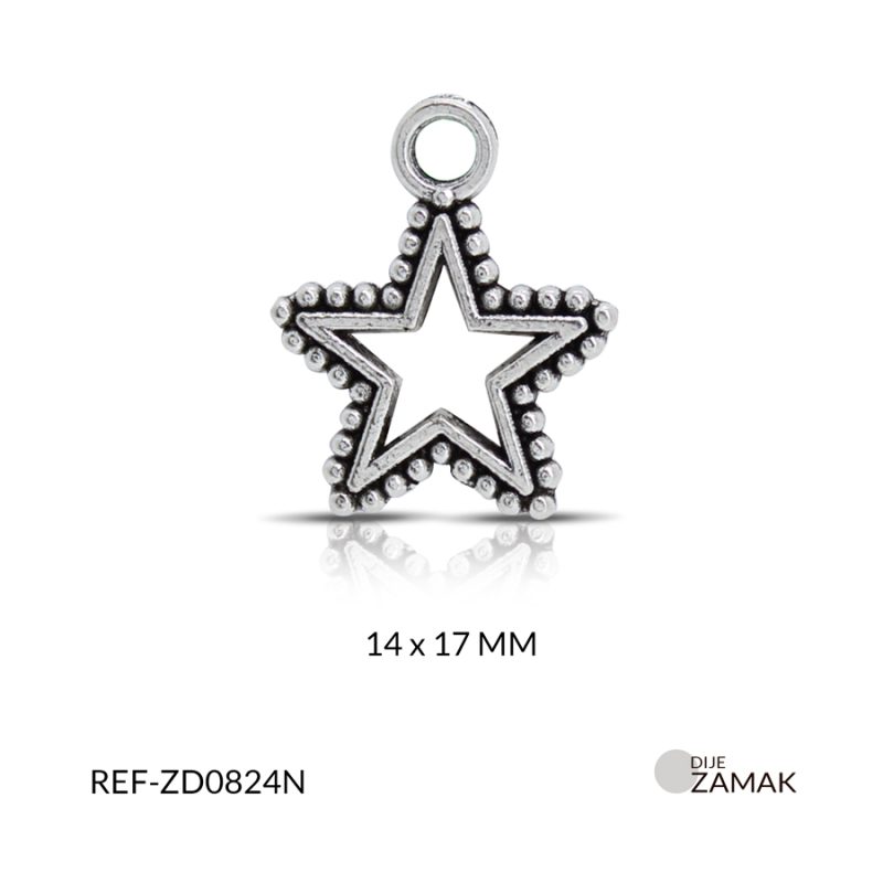 Dije zamak silueta estrella puntos 14x17mm / paquete x 12 und / Ref-ZD0824N / Ref-ZD0824N