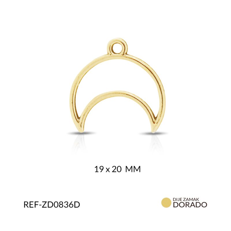 Dije zamak media luna 19 x 20 mm color dorado / Paquete x 3 unidades / Ref-ZD0836D