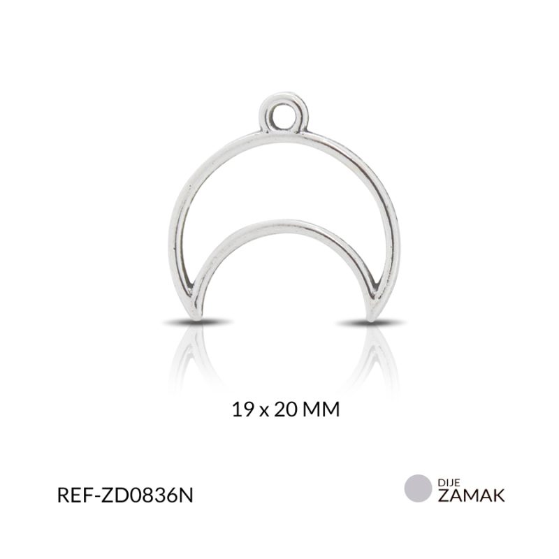 DIJE ZAMAK MEDIA LUNA 19x20 MM / PAQUETE x 12 UND / Ref-ZD0836N 