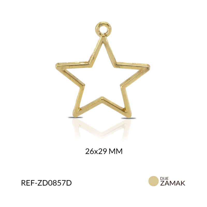 Dije zamak estrella silueta 5 puntas 26x29mm / x unidad / Ref-ZD0857D / ZD0857D