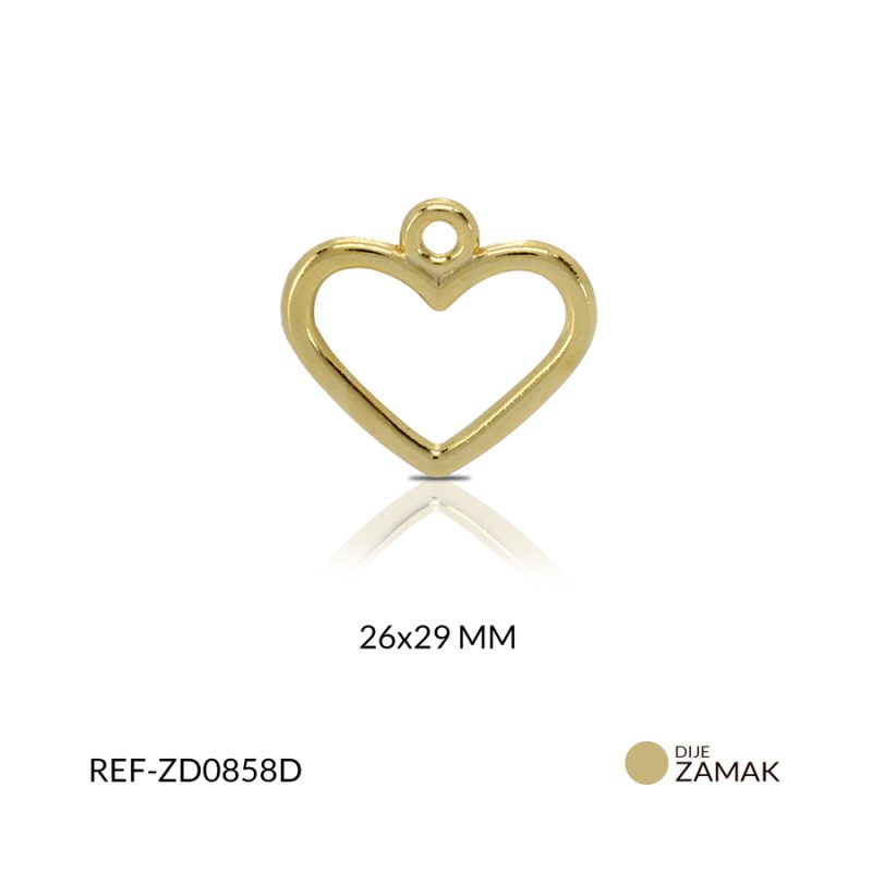 Dije zamak corazon silueta grueso 19 x 21 mm color dorado / x und Ref-ZD0858D / Ref-ZD0858D