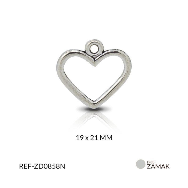 Dije Zamak corazon silueta grueso 19 x21 mm / paquete x 12 unidades / Ref-ZD0858N