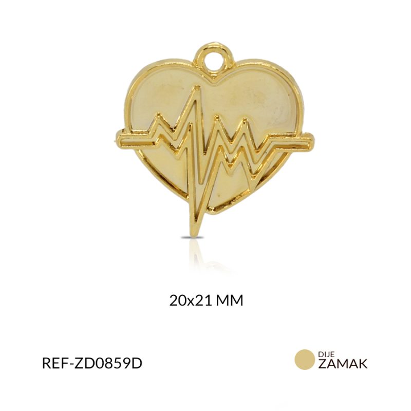 Dije zamak corazon cardio 20 x 21 mm color dorado / x und / Ref-ZD0859D / Ref-ZD0859D