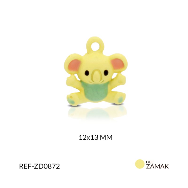 Dije zamak pintado koala amarillo 12 x 13 mm / x unidad / Ref-ZD0872