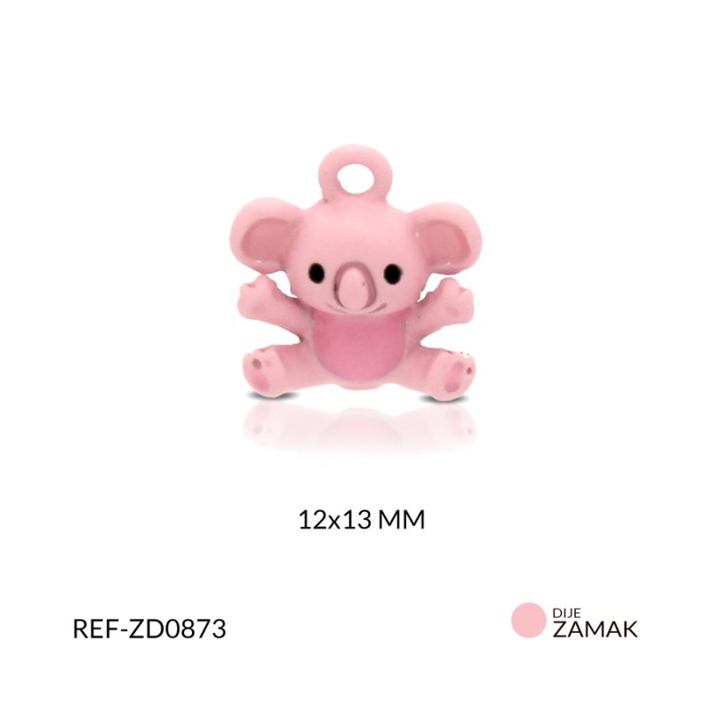 Dije Zamak pintado koala rosado 12 x 13mm / x unidad / Ref-ZD0873