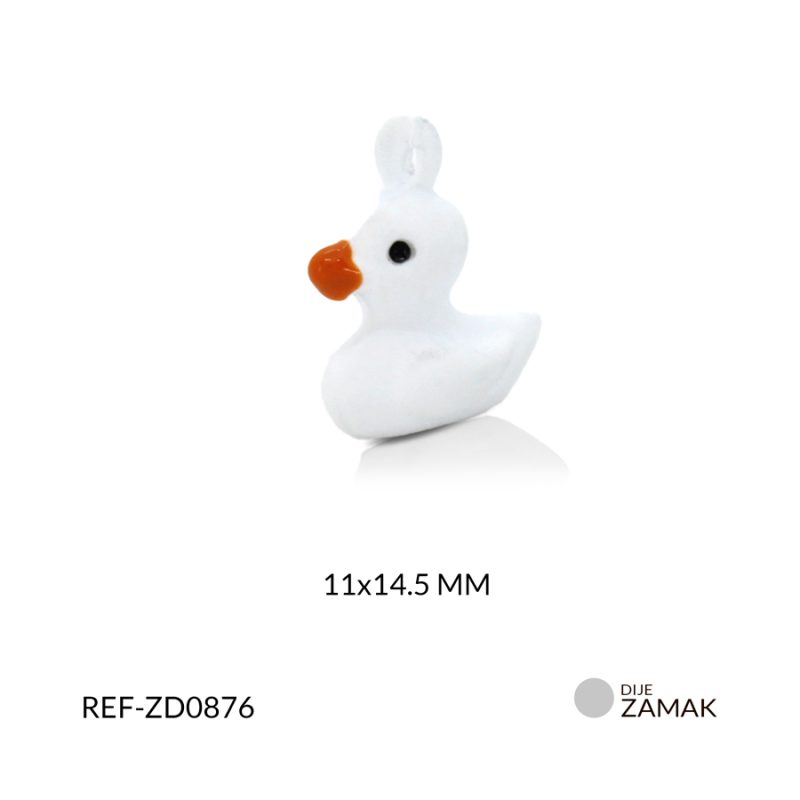 Dije Zamak pintado pato blanco 11x 14.5 mm / x unidad / Ref-ZD0876