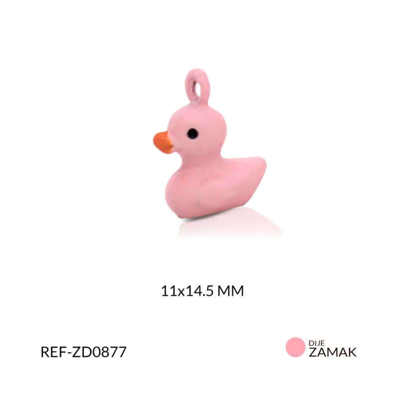 Dije Zamak pintado pato rosado 11x 14.5 mm / x unidad / Ref-ZD0877