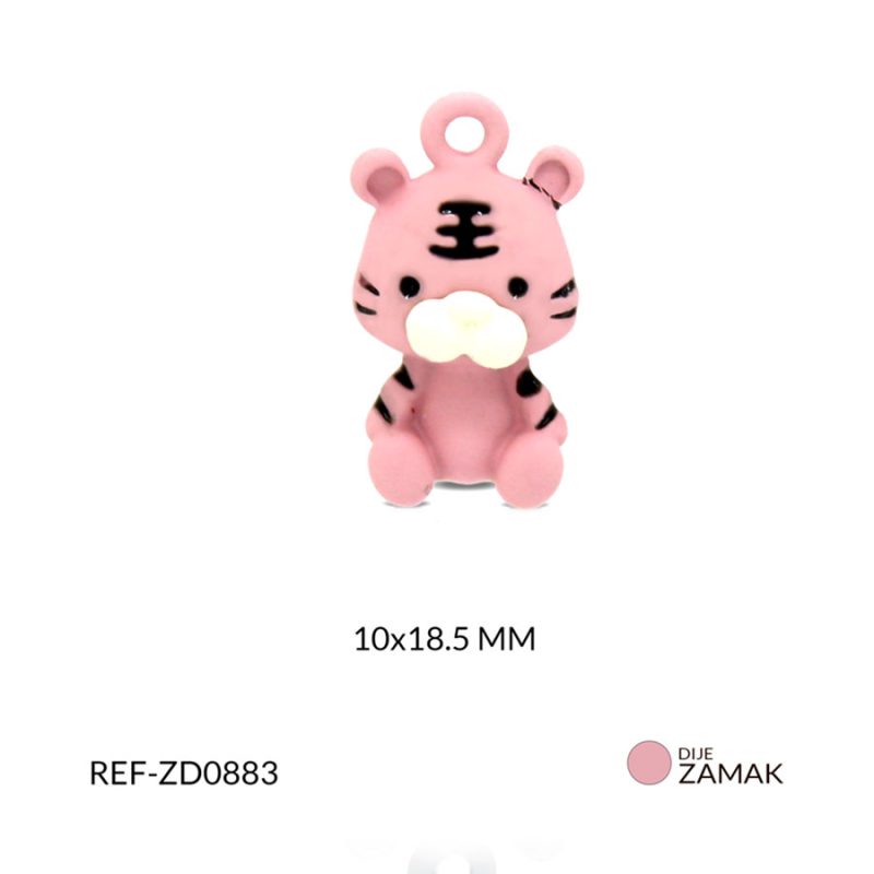 Dije Zamak pintado gato rosado 10 x 18.5 mm / x unidad / Ref-ZD0883