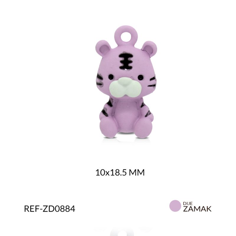 Dije zamak pintado gato lila 10 x 18.5 mm / x unidad / Ref-ZD0884