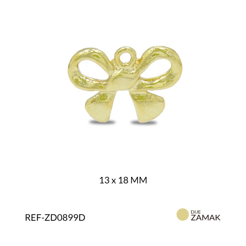 Dije Zamak listón coquette 13 x 18mm / paquete x 3 unidades / Ref-ZD0899D