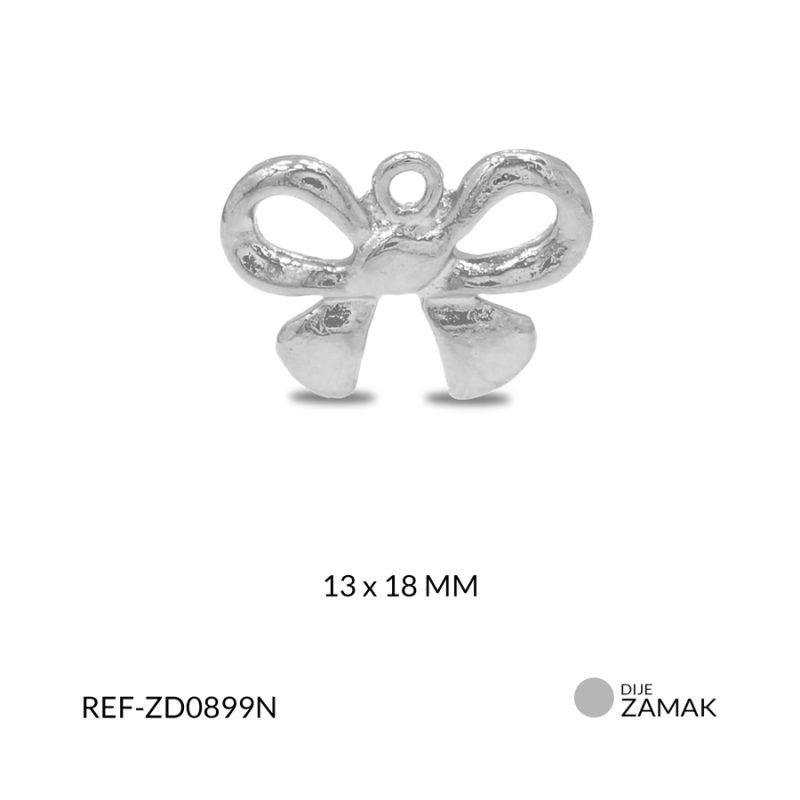 Dije Zamak listón coquette 13 x 18mm / paquete x 3 unidades / Ref-ZD0899N