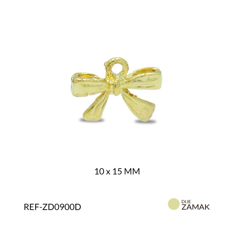 Dije zamak moño coquette 10 x 15 mm /  paquete x 3 unidades / Ref-ZD0900D