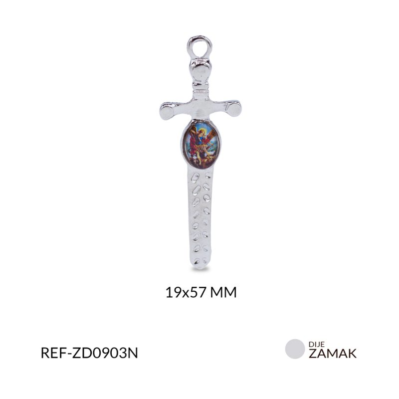 Dije zamak espada san miguel arcángel 19 x 57 mm / x unidad / Ref-ZD0903N / Ref-ZD0903N