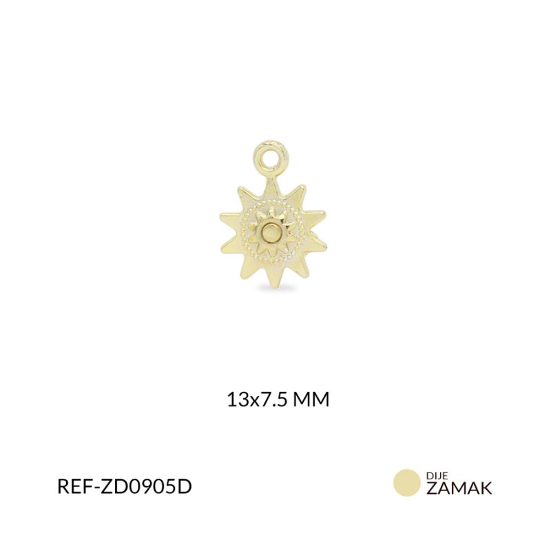 Dije zamak Sol 13x7.5mm / x unidad / ref-ZD0905D / ref-ZD0905D