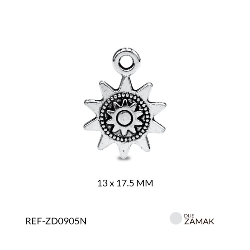 Dije Zamak sol 13 x 17.5 mm / paquete x 12 unidades / Ref-ZD0905N