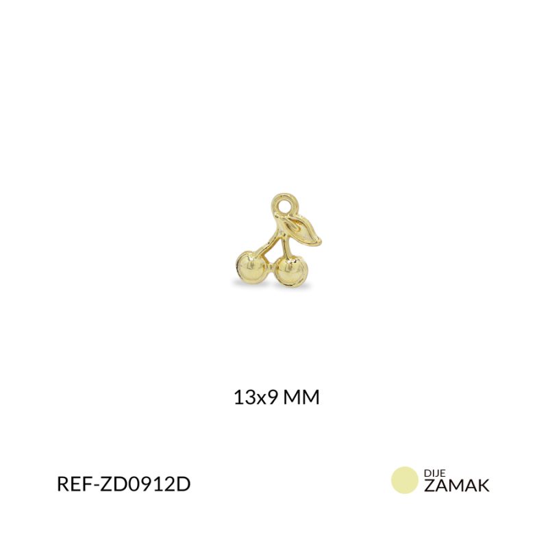 Dije zamak cereza 13x9mm / paquete x 3 unidades / ref-ZD0912D / ref-ZD0912D