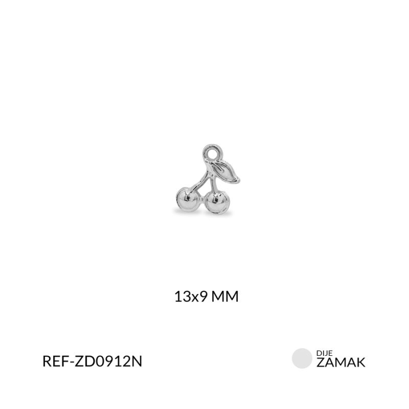 Dije zamak cereza 13x9mm / paquete x 12 unidades / ref-ZD0912N / ref-ZD0912N